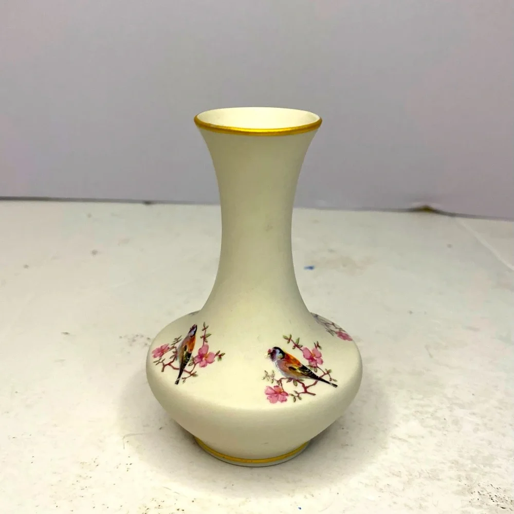 IBIS Aveiro Miniature Ceramic Vase Bird Floral Pattern Made in Portugal EUC.